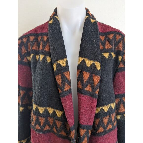 David Paul NY Size Large Southwestern Jacket Red Brown Yellow Wool Blend Pockets - Picture 5 of 11